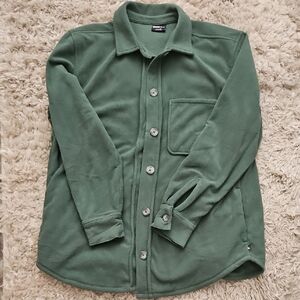 Green Button-Up Fleece Jacket
